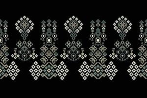 Ethnic geometric fabric pattern Cross Stitch.Ikat embroidery Ethnic oriental Pixel pattern black background. Abstract,vector,illustration. Texture,clothing,frame,decoration,motifs,silk wallpaper. vector