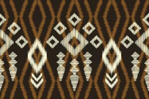 Ethnic Ikat fabric pattern geometric style.African Ikat embroidery brown Ethnic oriental pattern brown background. Abstract,vector,illustration.Texture,wallpaper,frame,decoration,carpet,motif. vector