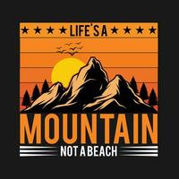 Adventure at the mountain graphic artwork for t shirt and others. Mountain with tree retro vintage print design. vector