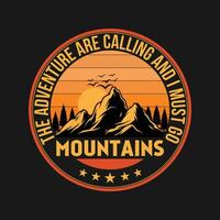 Adventure at the mountain graphic artwork for t shirt and others. Mountain with tree retro vintage print design. vector