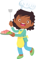 Cooking children girl Little kid making delicious food professional chef png