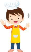 matlagning barn pojke liten barn framställning utsökt mat professionell kock png