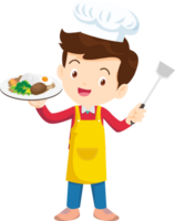 Cooking children boy Little kids making delicious food professional chef png