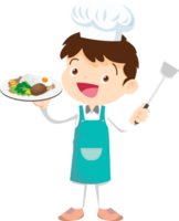 Cooking children boy Little kids making delicious food professional chef png