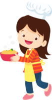 Cooking children girl Little kid making delicious food professional chef png