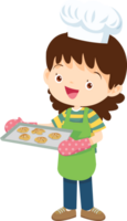 Cooking children girl Little kid making delicious food professional chef png