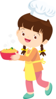 Cocinando niños niña pequeño niño haciendo delicioso comida profesional cocinero png