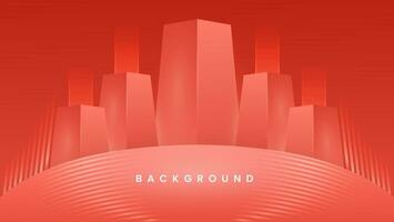 Red geometric glowing background. Squares and rectangles vector