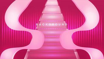 Pink background dynamic waves and stairs. Bright lines effect texture vector