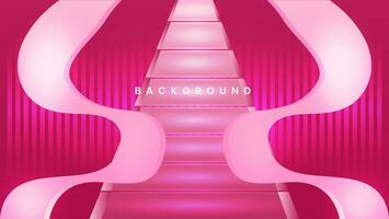 Pink background dynamic waves and stairs. Bright lines effect texture vector