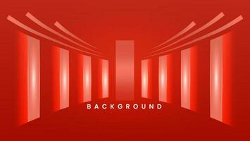 3d square box stage. Showcase scene red background with bright lines effect vector