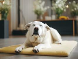 Serene dog enjoying a massage at a pet spa AI Generative photo