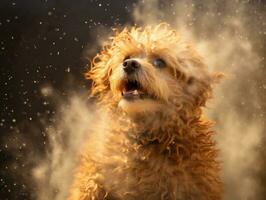 Serene dog enjoying a massage at a pet spa AI Generative photo