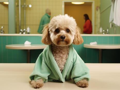 Serene dog enjoying a massage at a pet spa AI Generative photo