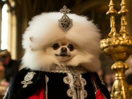 Regal dog with a regal stance in a royal setting AI Generative photo