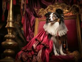 Regal dog with a regal stance in a royal setting AI Generative photo