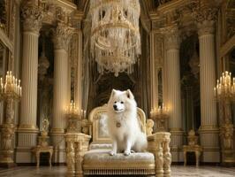 Regal dog with a regal stance in a royal setting AI Generative photo
