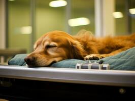 Serene dog enjoying a massage at a pet spa AI Generative photo