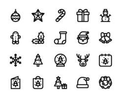 Christmas day outline icons holiday vector