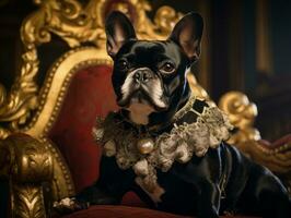 Regal dog with a regal stance in a royal setting AI Generative photo