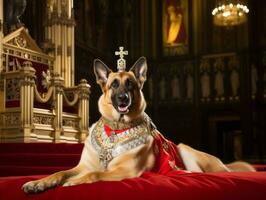 Regal dog with a regal stance in a royal setting AI Generative photo