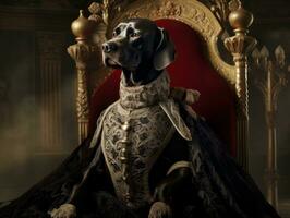 Regal dog with a regal stance in a royal setting AI Generative photo