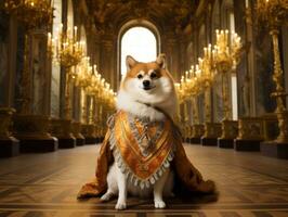 Regal dog with a regal stance in a royal setting AI Generative photo