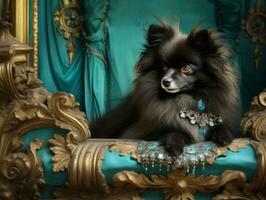 Regal dog with a regal stance in a royal setting AI Generative photo