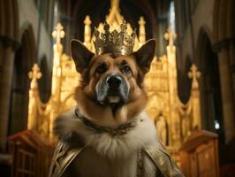 Regal dog with a regal stance in a royal setting AI Generative photo