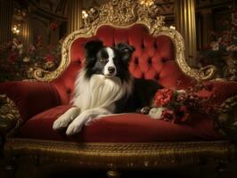 Regal dog with a regal stance in a royal setting AI Generative photo