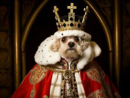 Regal dog with a regal stance in a royal setting AI Generative photo