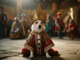 Regal dog with a regal stance in a royal setting AI Generative photo