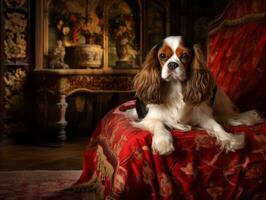 Regal dog with a regal stance in a royal setting AI Generative photo