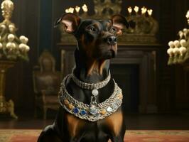 Regal dog with a regal stance in a royal setting AI Generative photo