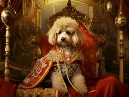 Regal dog with a regal stance in a royal setting AI Generative photo