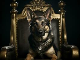 Regal dog with a regal stance in a royal setting AI Generative photo