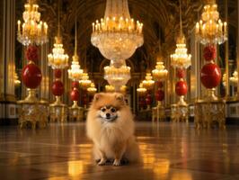 Regal dog with a regal stance in a royal setting AI Generative photo