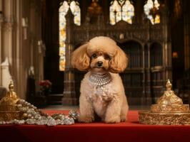 Regal dog with a regal stance in a royal setting AI Generative photo