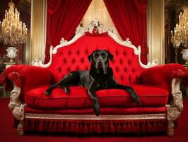 Regal dog with a regal stance in a royal setting AI Generative photo