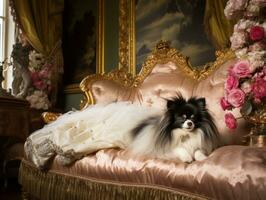 Regal dog with a regal stance in a royal setting AI Generative photo