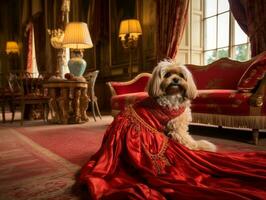 Regal dog with a regal stance in a royal setting AI Generative photo