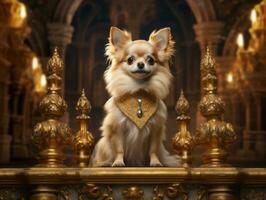 Regal dog with a regal stance in a royal setting AI Generative photo