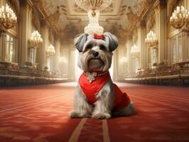 Regal dog with a regal stance in a royal setting AI Generative photo