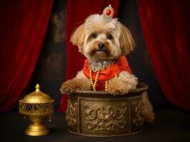 Regal dog with a regal stance in a royal setting AI Generative photo