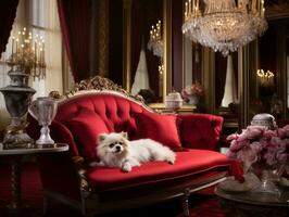 Regal dog with a regal stance in a royal setting AI Generative photo