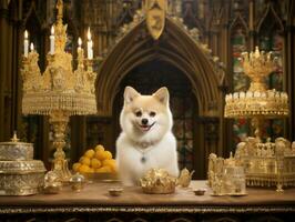 Regal dog with a regal stance in a royal setting AI Generative photo