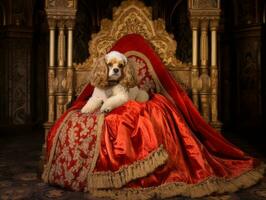 Regal dog with a regal stance in a royal setting AI Generative photo