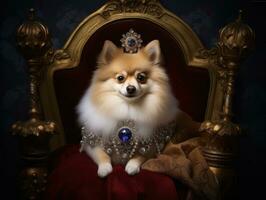 Regal dog with a regal stance in a royal setting AI Generative photo