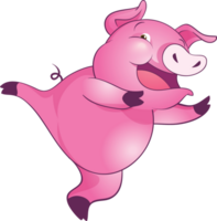 fofa pequeno porco alegre engraçado dança e muitos emoção agindo png