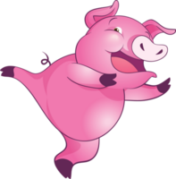 mignonne peu porc de bonne humeur marrant Danse et beaucoup émotion agissant png